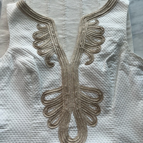 Lilly Pulitzer Jane Shift Dress in White and Gold 00 - Picture 2 of 9